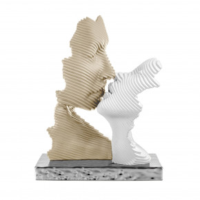 Bongelli Preziosi - Modello: Bacio Stilizzato - Scultura in marmorino piccola con base argento - Colore: Nocciola/Bianco - SKU: ME2691/1NBA 