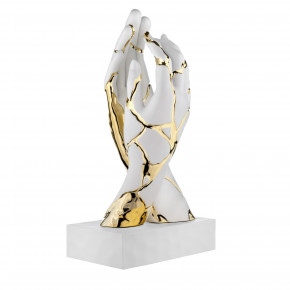 Bongelli Preziosi - Modello: Mani - Scutura da tavolo piccola in marmorino dal design moderno kintsugi - SKU: ME2588/1 