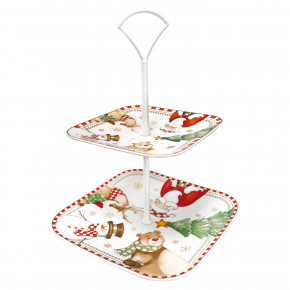 Brandani - Modello: Racconti - Alzatina con doppio piatto in porcellana - Colore: Multicolore - SKU: B84798 - Codice EAN: 8029722847986 