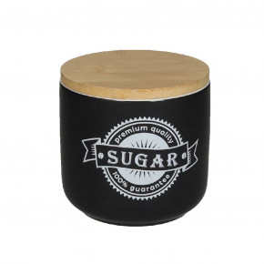 Brandani - Barattolo per zucchero in cermica e tappo in bambù dalle linee moderne - Colore: Nero - SKU: B53842 - Codice EAN: 8029722538426 
