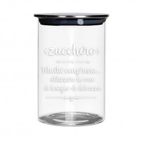Brandani - Barattolo per zucchero in vetro con coperchio in metallo grande - Colore: Trasparente - SKU: B52609 - Codice EAN: 8029722526096 