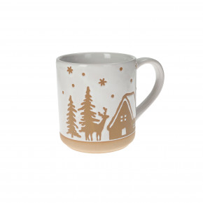 Brandani - Modello: Pan Di Zenzero - Mug in ceramica con bosco - Colore: Bianco/Marrone - SKU: B80048 - Codice EAN: 8029722800486