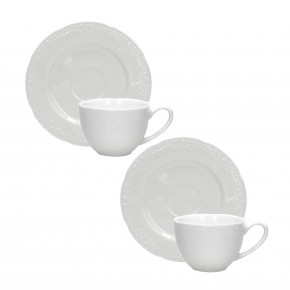 Brandani - Modello: Ricordi - Set 2 pezzi tazzina con piattino in ceramica - Colore: Bianco - SKU: B51281 - Codice EAN: 8029722512815