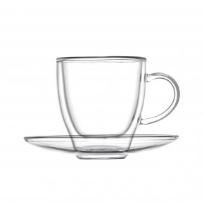 Brandani - Set 2 pezzi tazzine da caffe in vetro con piattino dal design moderno - Colore: Trasparente - SKU: B52477 - Codice EAN: 8029722524771