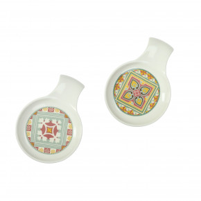 Brandani - Modello: Le Cementine - Set 2 pz Segnaposto da tavola in porcellana "Girandola" - Colore: Bianco/Giallo - SKU: B52519 - Codice EAN: 8029722525198 