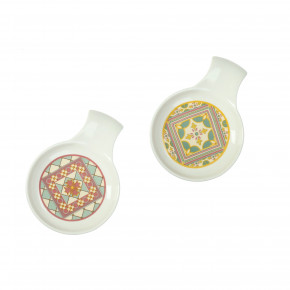 Brandani - Modello: Le Cementine - Set 2 pz Segnaposto da tavola in porcellana "Quadrella" - Colore: Bianco/Giallo - SKU: B52518 - Codice EAN: 8029722525181 