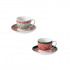 Brandani - Modello: Cantico - Set 2 pz tazzine da caffè con piattino in ceramica - Colore: Multicolore - SKU: B52350 - Codice EAN: 8029722523507 