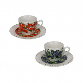 Brandani - Modello: Le Primizie - Set 2 pz tazzine da caffè in porcellana Fresh Fruits - Colore: Bianco - SKU: B52682 - Codice EAN: 8029722526829 