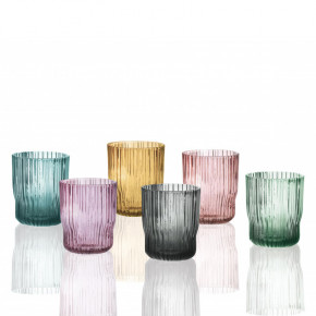 Brandani - Modello: Plissè - Set 6 pezzi bicchieri in vetro per acqua in colori assortiti - Colore: Multicolore - SKU: B51067 - Codice EAN: 8029722510675 