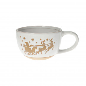 Brandani - Modello: Pan Di Zenzero - Tazza da colazione in ceramica con slitta - Colore: Bianco/Marrone - SKU: B80049 - Codice EAN: 8029722800493 