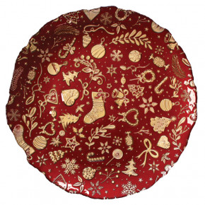 Brandani - Vassoio in vetro con decorazioni natalizie - Colore: Rosso/Oro - SKU: B83757 - Codice EAN: 8029722837574 