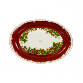 Brandani - Modello: Le Bacche - Vassoio ovale dal design classico in ceramica - Colore: Rosso/Bianco - SKU: B52336 - Codice EAN: 8029722523361 