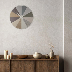 CalleaDesign - Modello: Patchwork - Orologio da parete rotondo in legno dal design moderno ed elegante - SKU: 10-218 