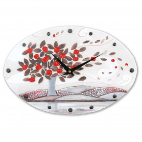 Cartapietra - Modello: Foglie al Vento - Orologio da parete ovale moderno con bassorilievo con retro in legno massello - SKU: OS402548 