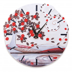 Cartapietra - Modello: Foglie al Vento - Orologio da parete rotondo grande con bassorilievo con retro in legno massello - SKU: 47048