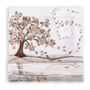 Cartapietra - Modello: Foglie al Vento - Quadretto moderno con bassorilievo dipinto a mano con retro in legno massello - Tema Quadro: Array - Realizzazione Quadro: Pannelli in Legno - SKU: QS505048 