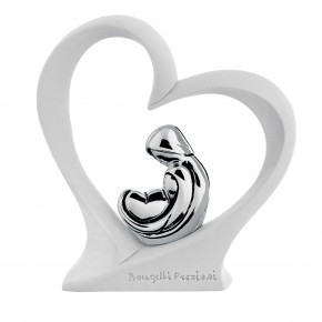 Bongelli Preziosi - Scultura da tavolo con sacra famiglia in argento dentro ad un cuore - Colore: Bianco - SKU: ME1327 - Codice EAN: 1234567003696 