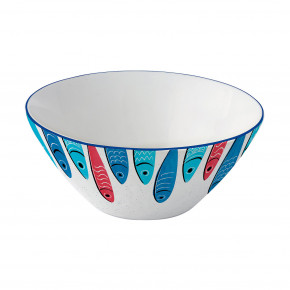 Easy Life - Modello: Sardine's party - Ciotola in porcellana dal design elegante - Colore: Bianco/Blu - SKU: R2224#SARD 