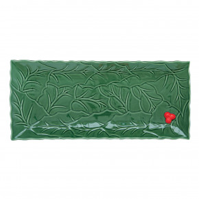 Easy Life - Modello: Holly & Berries - Piatto da portata rettangolare in porcellana a temna natalizio - Colore: Verde - SKU: R2176#HOLG - Codice EAN: 8001544161105 