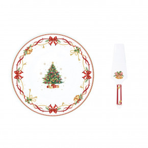Easy Life - Modello: Christmas Tales - Piatto torta con paletta in porcellana con decoro natalizio - Colore: Multicolore - SKU: R1112#CTAL - Codice EAN: 8001544174938 