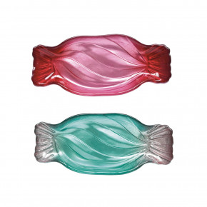 Easy Life - Modello: Sweet Christmas - Set 2 piattini in vetro in stile natalizio - Colore: Rosa/Blu - SKU: R1415#SWGB - Codice EAN: 8001544175577 