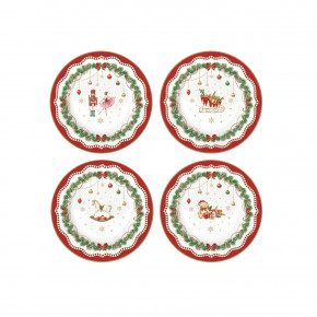 Easy Life - Modello: Magie de Noel - Set 4 piatti da dessert in porcellana con decori natalizi - Colore: Multicolore - SKU: R1100#MNOE - Codice EAN: 8001544019758 