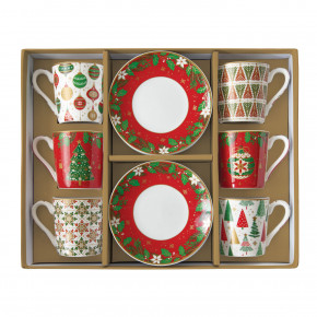 Easy Life - Modello: Jingle Bells - Set 6 tazzine da caffè con piattini a tema natalizio - Colore: Multicolore - SKU: R0126#JING - Codice EAN: 8001544155616 