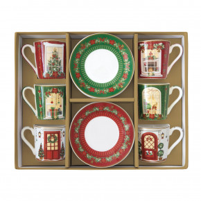Easy Life - Modello: Festive Avenue - Set 6 tazzine da caffe con piattino in porcellana - Colore: Multicolore - SKU: R0126#FEAV - Codice EAN: 8001544174136 