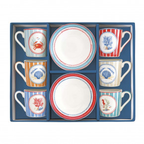 Easy Life - Modello: Sea Breeze - Set 6 tazzine da caffe con piattino in porcellana - Colore: Multicolore - SKU: R0126#SEBR - Codice EAN: 8001544178752