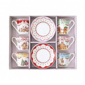 Easy Life - Modello: Sweet Christmas - Set 6 tazzine da caffe con piattino in porcellana - Colore: Multicolore - SKU: R0126#SWEC - Codice EAN: 8001544174396