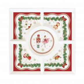 Easy Life - Modello: Magie de Noel - Set aperitivo in porcellana a scomparti con decori natalizi - Colore: Multicolore - SKU: R2095#MNOE - Codice EAN: 8001544020310 