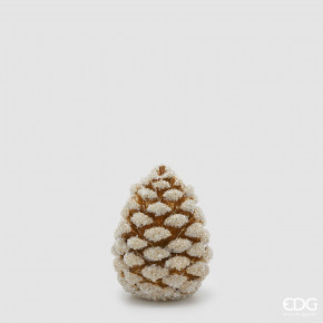 EDG - Enzo de Gasperi - Modello: Pigna - Decoro natalizio pigna h.19 - Colore: Bianco/Oro - SKU: 8101216A101 - Codice EAN: 8059824563071 