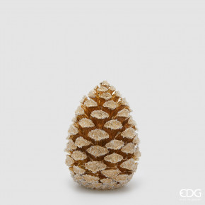 EDG - Enzo de Gasperi - Modello: Pigna - Decoro natalizio pigna h.26 - Colore: Bianco/Oro - SKU: 8101215A101 - Codice EAN: 8059824563057 