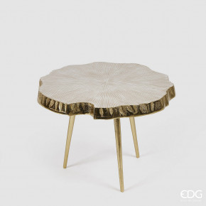 EDG - Enzo de Gasperi - Tavolinetto piccolo con corteccia di albero - Colore: Bianco/Oro - SKU: 7400081A101 - Codice EAN: 8059824346445 