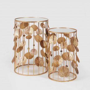 EDG - Enzo de Gasperi - Tavolino piccolo in metallo con foglie dal design moderno - Colore: Oro - SKU: 740568-01/P 