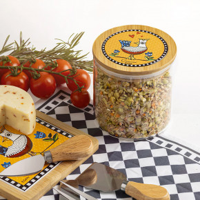 Egan - Modello: Cocoricò - Barattolo ermetico in vetro con coperchio in legno e ceramica - Colore: Arancione - SKU: 228053 - Codice EAN: 8052278335355 