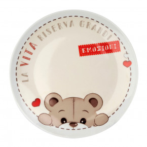 Egan - Modello: Oliver - Bomboniera Battesimo - Piatto dolce in porcellana con orsacchiotto - Colore: Bianco/Marrone - SKU: POL61T/1 - Codice EAN: 8050847755573 