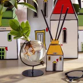 Egan - Modello: Le Casette - Bottiglia profumatore in cermica smaltata dal design moderno - Colore: Giallo - SKU: 192035 - Codice EAN: 8052278331555 