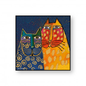 Egan - Modello: Laurel Burch - Quadretto da parete in tela dipinto a mano Gatto Blu - Colore: Blu - Tema Quadro: Array - Realizzazione Quadro: Dipinti su Tela - SKU: 174019 