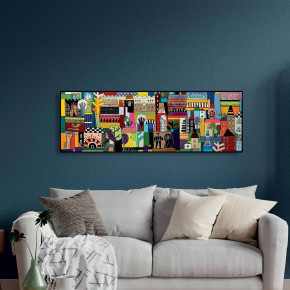 Egan - Quadro astratto moderno in tela dipinta a mano "Nella Mia Città" 150x50 - Tema Quadro: Astratti - Realizzazione Quadro: Dipinti su Tela - SKU: 101042 - Codice EAN: 8052278330138 
