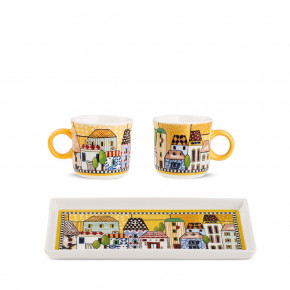 Egan - Set 2 mini mug con vassoio in ceramica "Paese Mio" - Colore: Giallo - SKU: 121017 - Codice EAN: 8055267581962 
