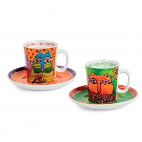 Egan - Modello: Laurel Burch - Set 2 tazzine da caffè in ceramica decorata a mano - Colore: Multicolore - SKU: PLB02/1AX - Codice EAN: 8050847753067 
