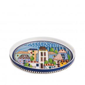 Egan - Vassoio rotondo moderno in ceramica "Paese Mio" - Colore: Blu - SKU: 121012 - Codice EAN: 8055267581917 