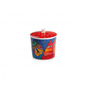 Egan - Modello: Laurel Burch - Zuccheriera in ceramica con coperchio decorata a mano - Colore: Multicolore - SKU: PLB41/1SX - Codice EAN: 8059018034288 