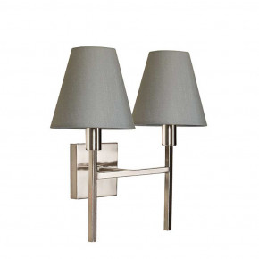 Elstead Lighting - Modello: Lucerne - Applique a parete moderna in acciaio con doppio paralume in tessuto - Colore: Nichel - Attacco Lampadina: E14 - 2 Lampadine - Watt 25W - Dimmerabile: NO - Grado di Protezione: IP20 - Classe Energetica: A - SKU: LUCERNE-2LT - Codice EAN: 5024005286004 