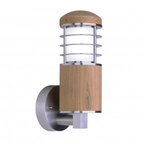 Elstead Lighting - Modello: Poole - Lampada da parete per esterno struttura in acciaio e diffusore in vetro opalino - Colore: Legno - Attacco Lampadina: E27 - 1 Lampadina - Watt 40W - Dimmerabile: NO - Grado di Protezione: IP44 - Classe Energetica: A - SKU: GZ-POOLE-W - Codice EAN: 5024005519805