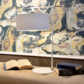 Elstead Lighting - Modello: Balance - Lampada da tavolo in acciaio con diffusore in tessuto dal design moderno - Attacco Lampadina: E27 - 1 Lampadina - Watt 60W - Dimmerabile: NO - Grado di Protezione: IP20 - Classe Energetica: A - SKU: BALANCE-TL 