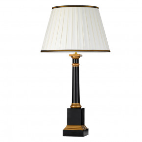 Elstead Lighting - Modello: Peronne - Lampada da tavolo in legno con paralume in tessuto dal design contemporaneo - Colore: Nero/Oro - Attacco Lampadina: E27 - 1 Lampadina - Watt 60W - Dimmerabile: NO - Grado di Protezione: IP20 - Classe Energetica: A - SKU: DL-PERONNE-TL - Codice EAN: 5024005289500 