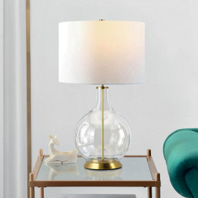 Elstead Lighting - Modello: Orb - Lampada da tavolo moderna in vetro con base in acciaio e paralume in tessuto - Attacco Lampadina: E27 - 1 Lampadina - Watt 60W - Dimmerabile: NO - Grado di Protezione: IP20 - Classe Energetica: A - SKU: ORB-CLEAR-AB 