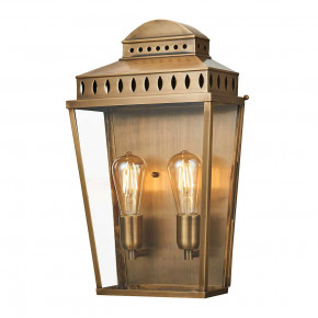 Elstead Lighting - Modello: Mansion House - Lanterna grande da parete per esterno struttura in ottone e diffusore in vetro - Colore: Ottone - Attacco Lampadina: E27 - 2 Lampadine - Watt 100W - Dimmerabile: NO - Grado di Protezione: IP44 - Classe Energetica: A - SKU: MANSION-HOUSE-L-BR - Codice EAN: 5024005348818